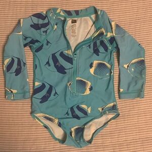 Tea Collection Blue Fish Print One Piece Swimsuit